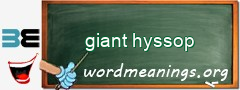 WordMeaning blackboard for giant hyssop